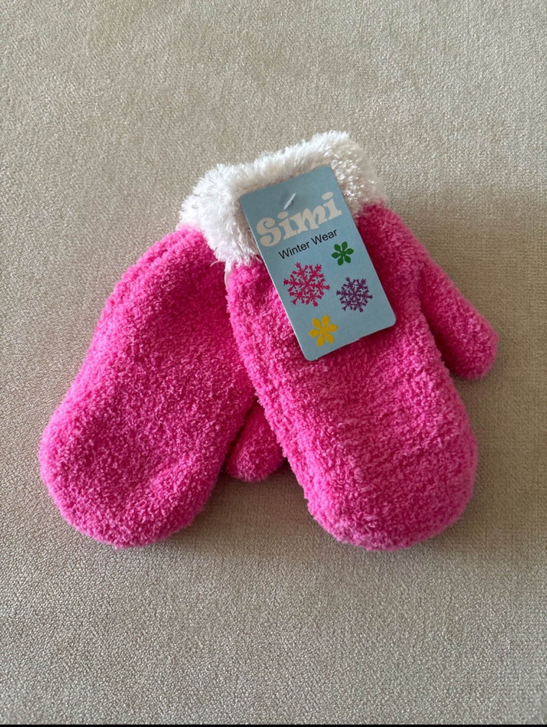 Simi Winter Wear Pink Fluffy Mittens