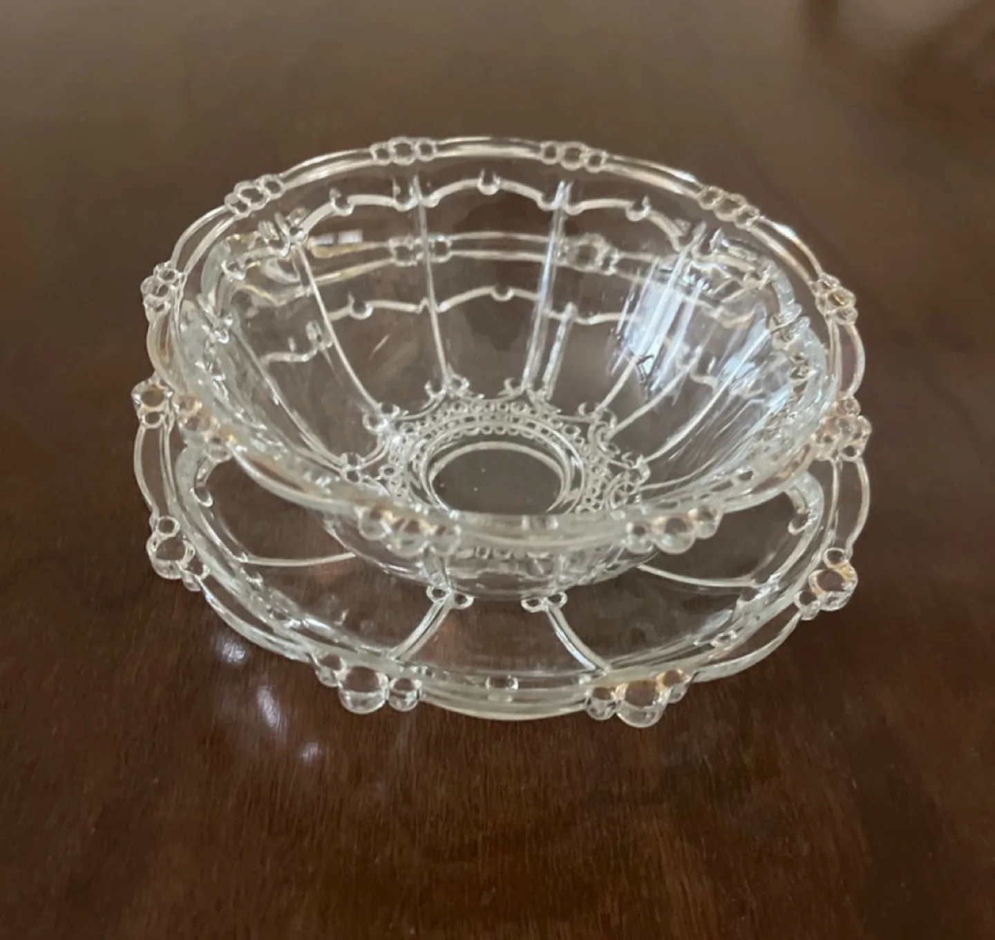 Vintage Glass Bowl and Plate Set thumbnail