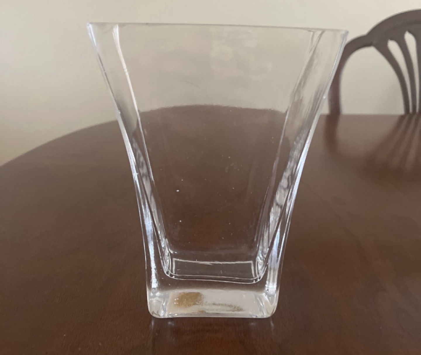 Clear Glass Square Vase