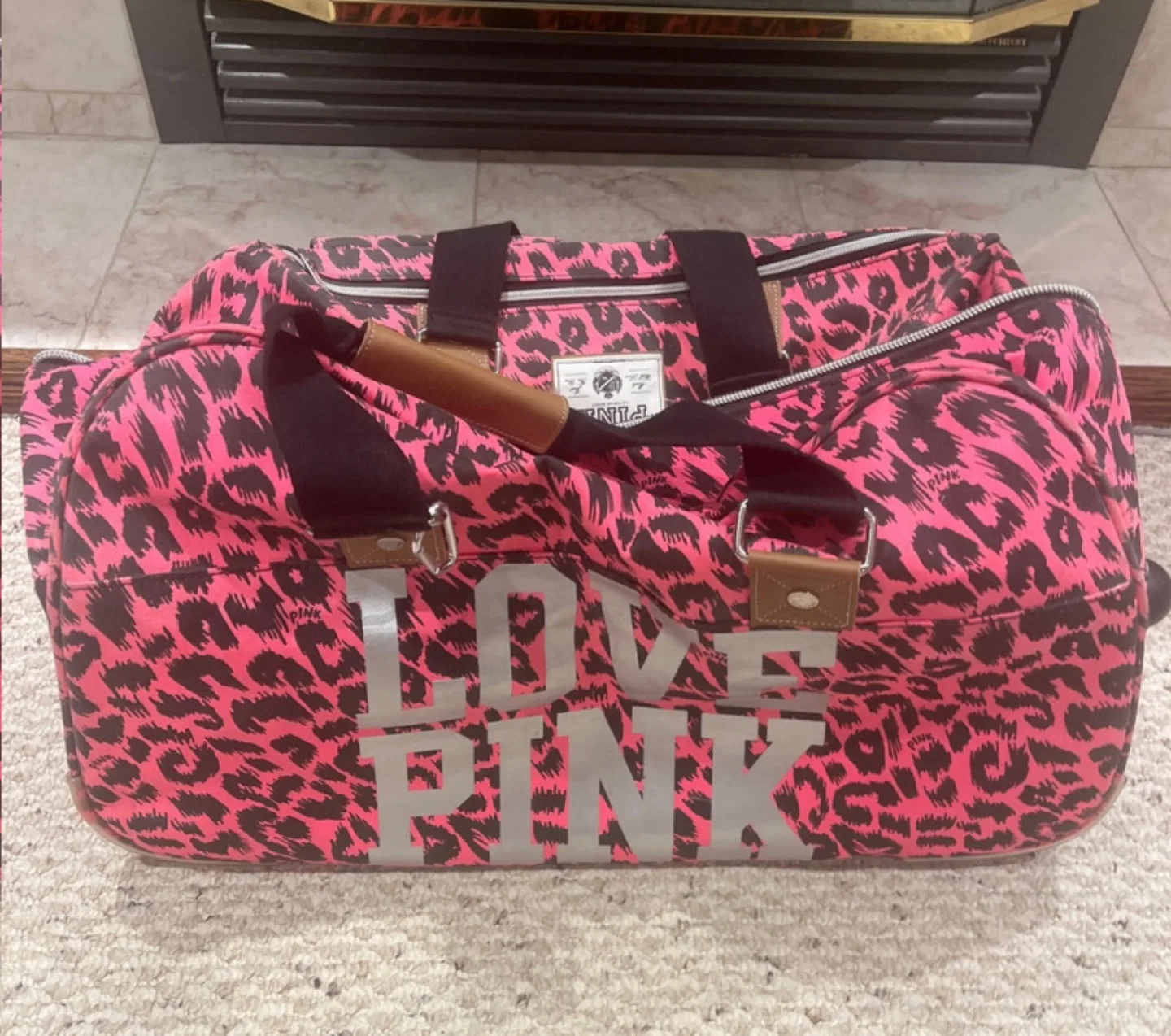 Pink Victoria's Secret Leopard Print Duffle Bag image indicator(2)