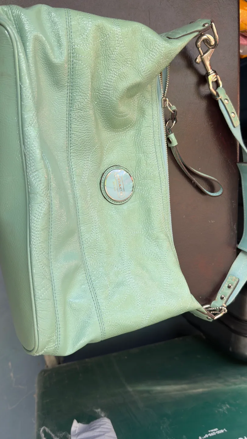 Coach light teal shoulder bag image indicator(3)