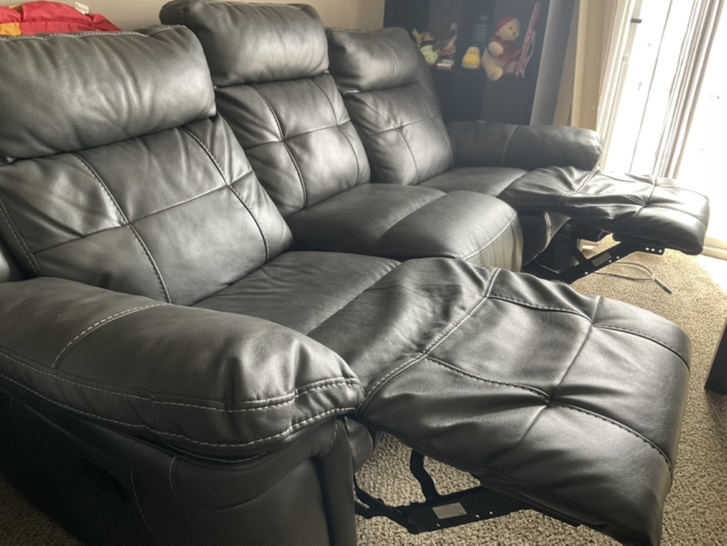 Reclining Sofa - Dark Grey Leatherette - photo 2