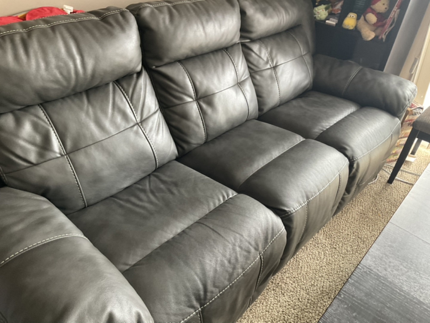 Reclining Sofa - Dark Grey Leatherette - photo 5