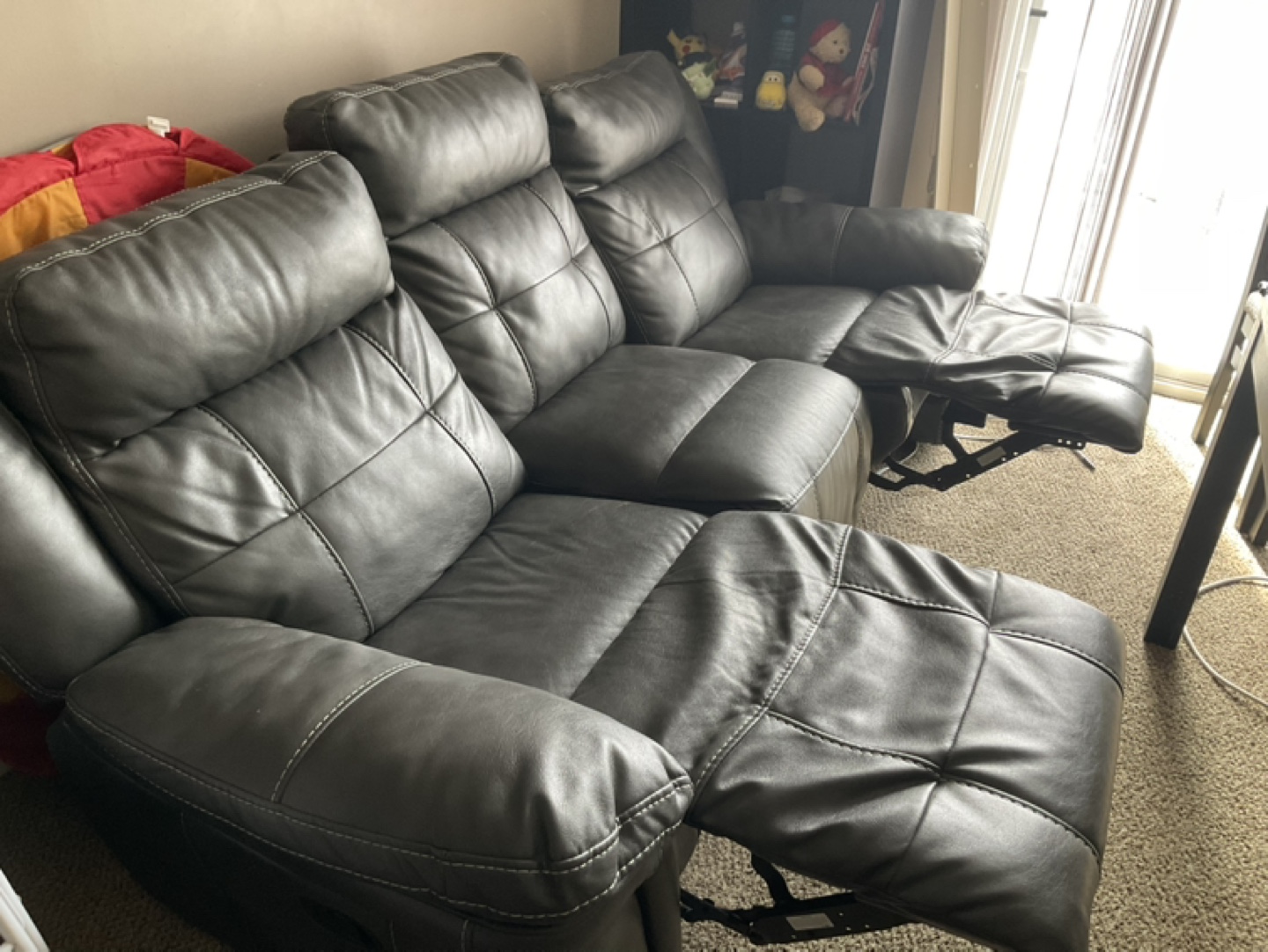 Reclining Sofa - Dark Grey Leatherette - photo 3