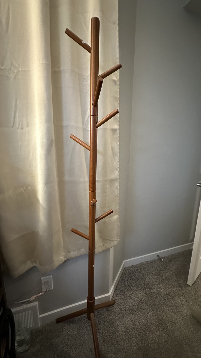 Wooden Coat Rack with 8 Hooks - Free-Standing