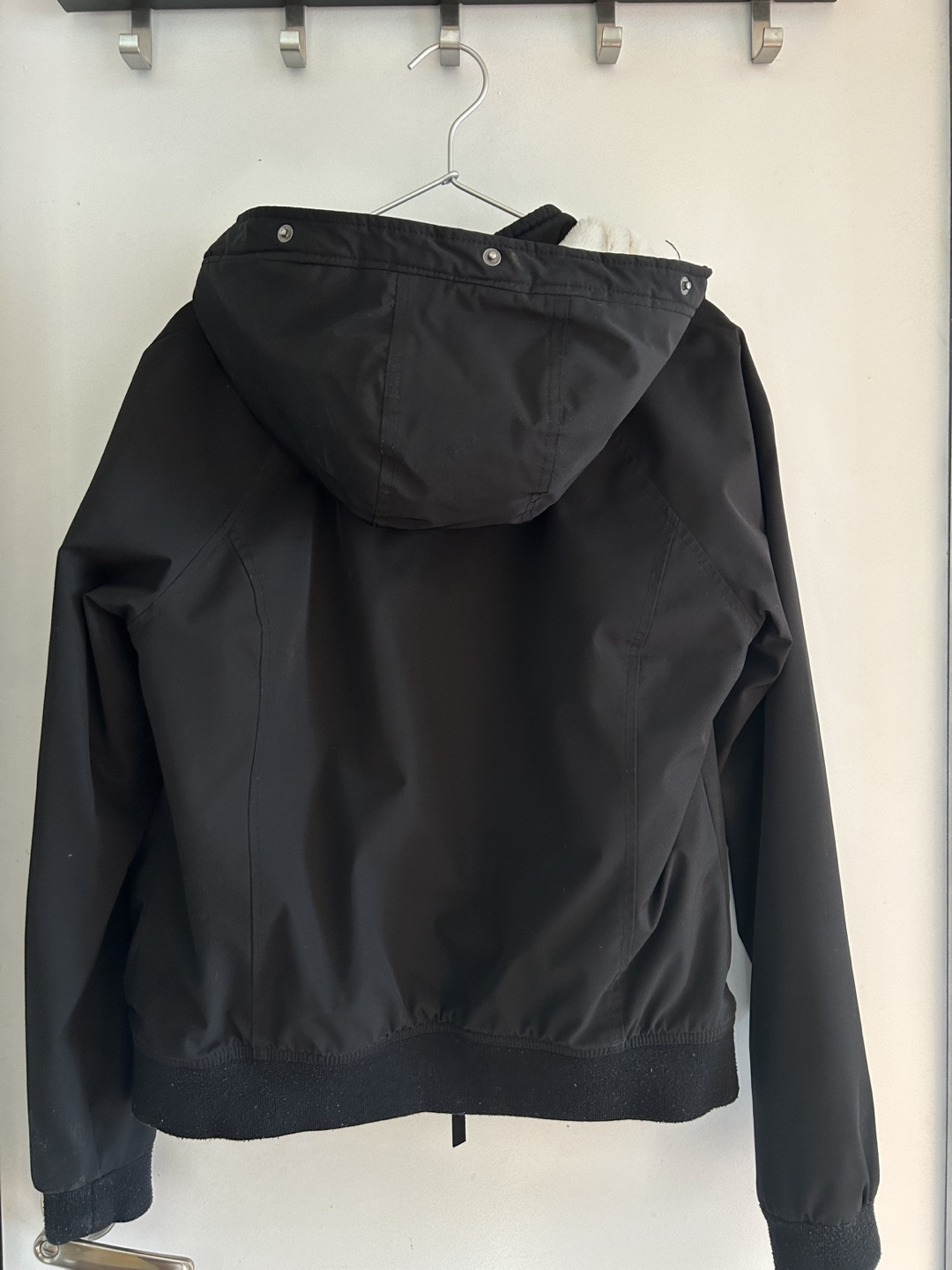 Hollister Co. Black Hooded Bomber Jacket - Size Medium - photo 3