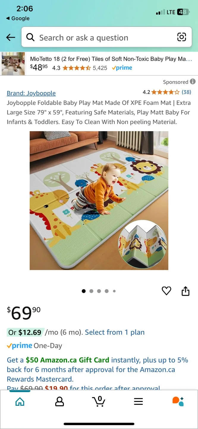 Joyboppo Foldable Baby Play Mat extra large reversible thumbnail
