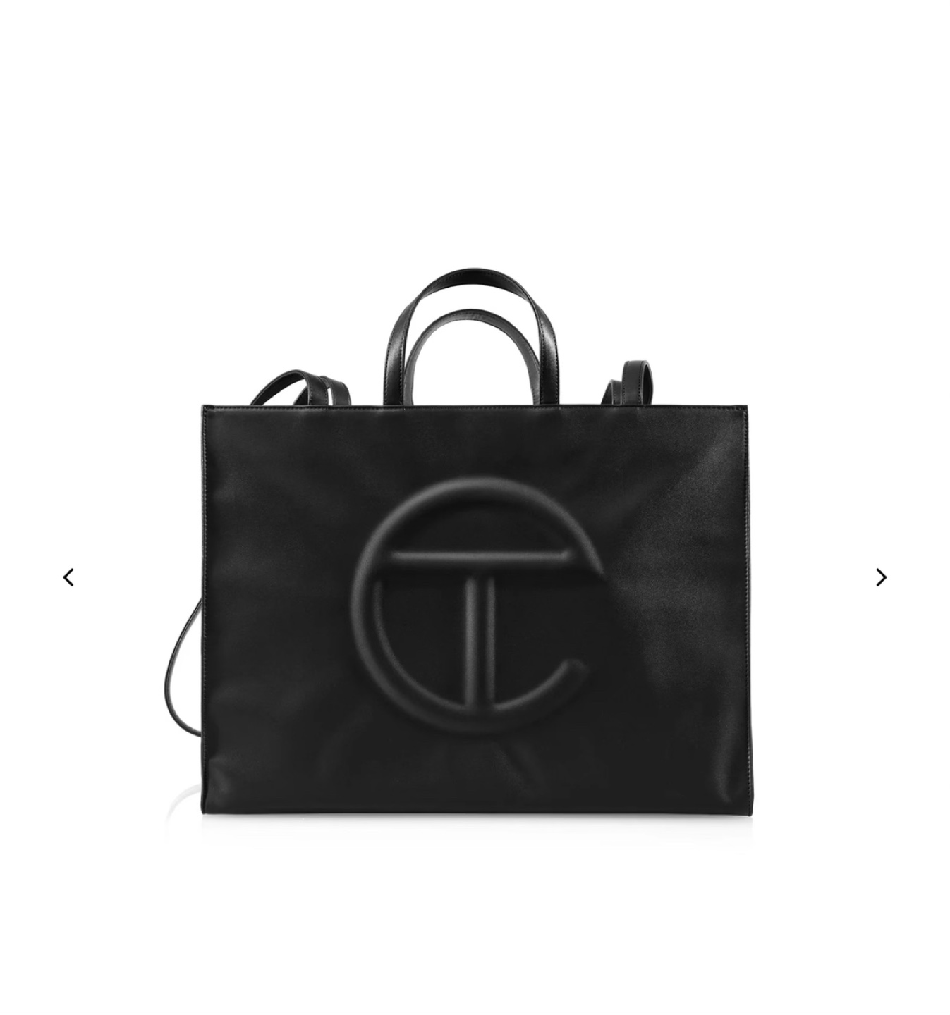 Large Telfar Black Leather Tote Bag