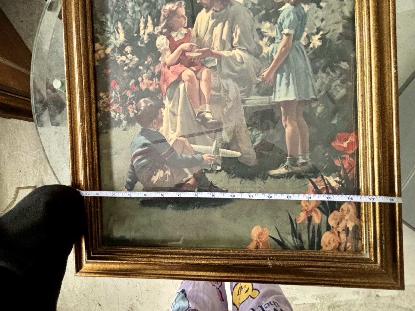 Vintage Framed Religious Print of Jesus with Children - photo 3
