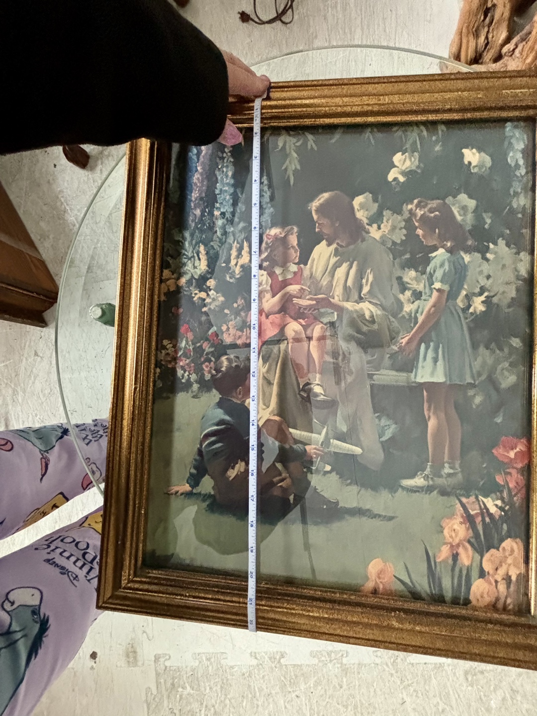 Vintage Framed Religious Print of Jesus with Children