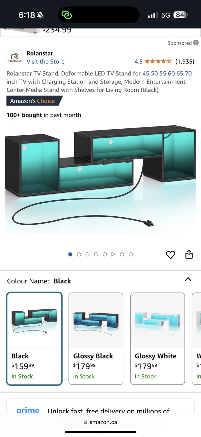 Rolantar TV Stand - Black - photo 5