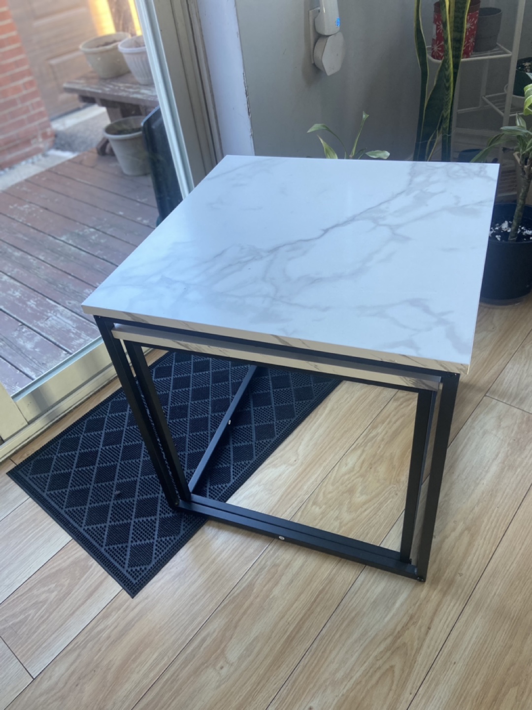 Pair of ABOKO Nested Coffee Tables, Marble Top