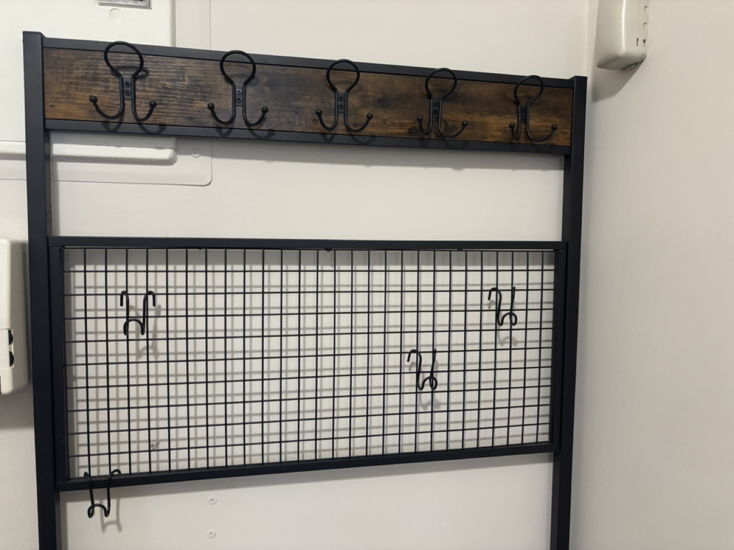 Industrial Entryway Bench with Hooks and Shoe Rack - photo 3