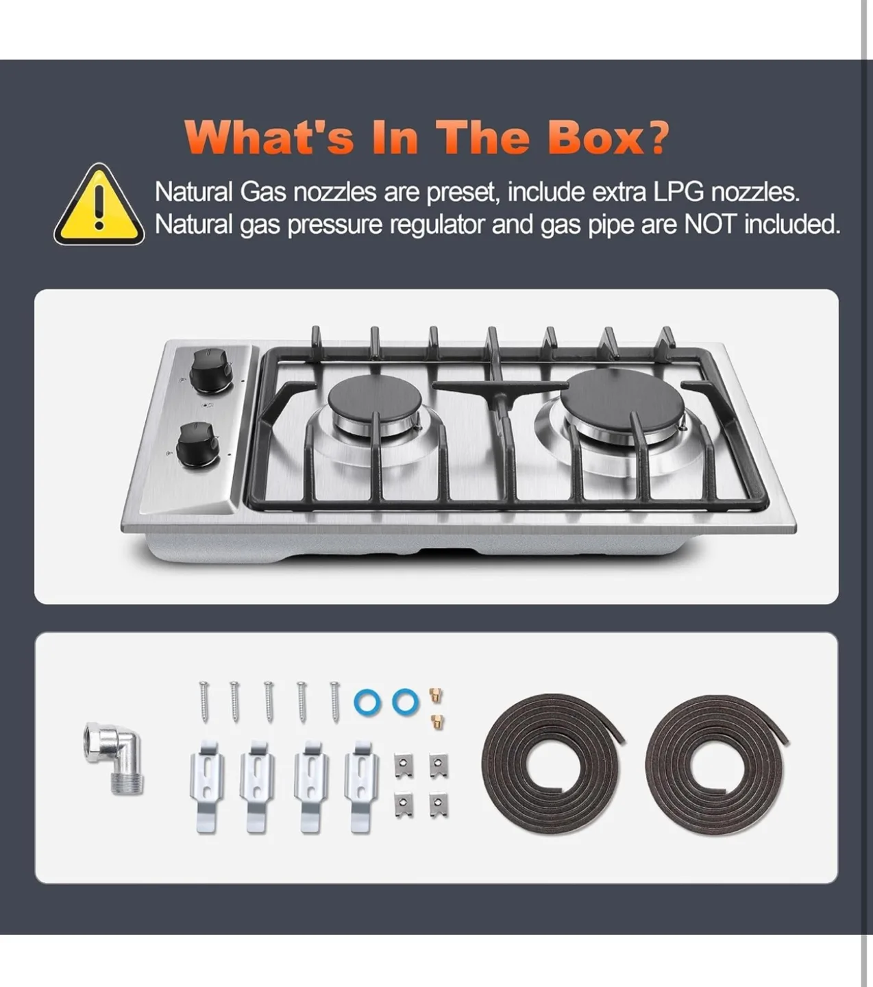 Gas Cooktop - 12 Inch 2 Burner Stainless Steel RV Stove image indicator(2)