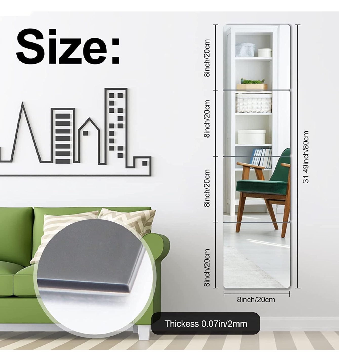 New 6 Square Decorative Mirrors – Removable & Easy Installation - photo 2