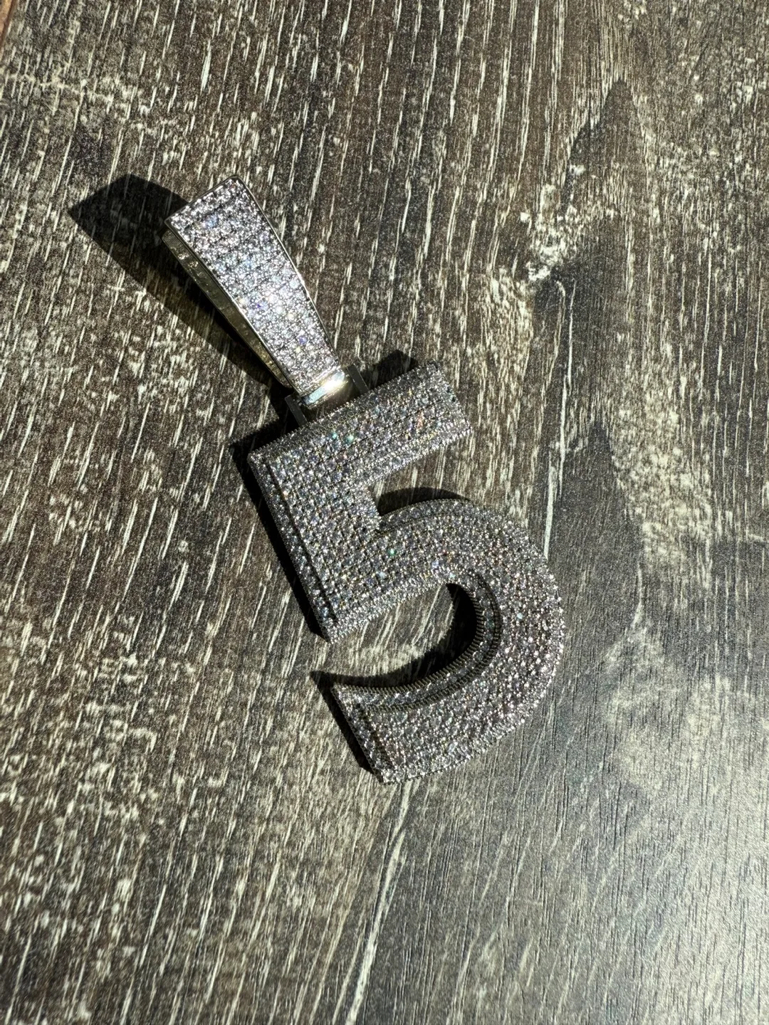 Brand new Iced Out costume jewelry Number 5 Pendant image indicator(2)