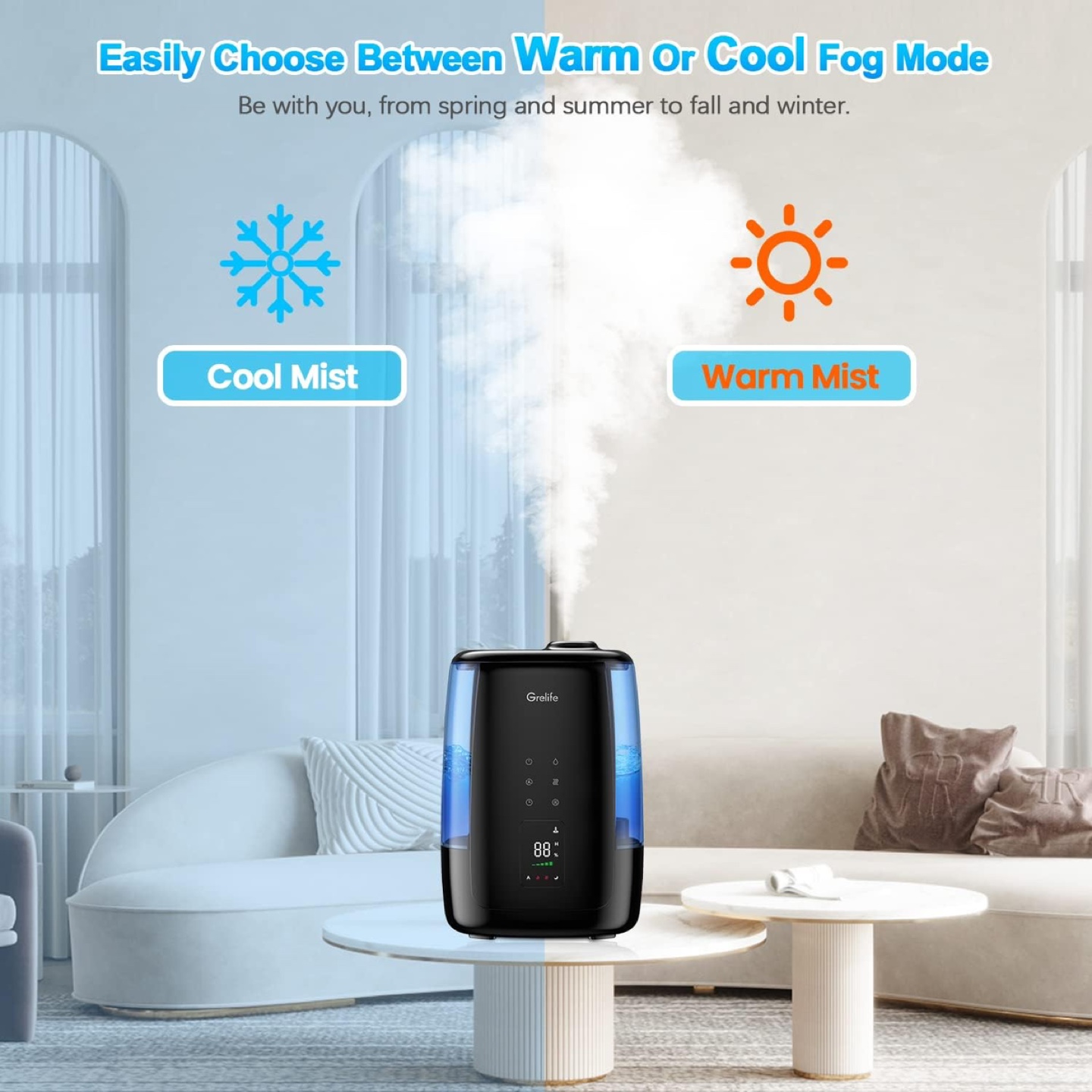 Grelife Warm and Cool Mist Humidifier