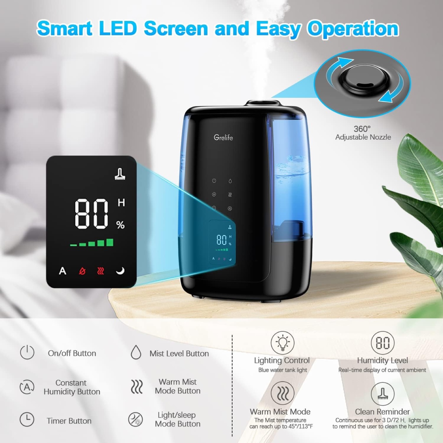 Grelife Warm and Cool Mist Humidifier - photo 5