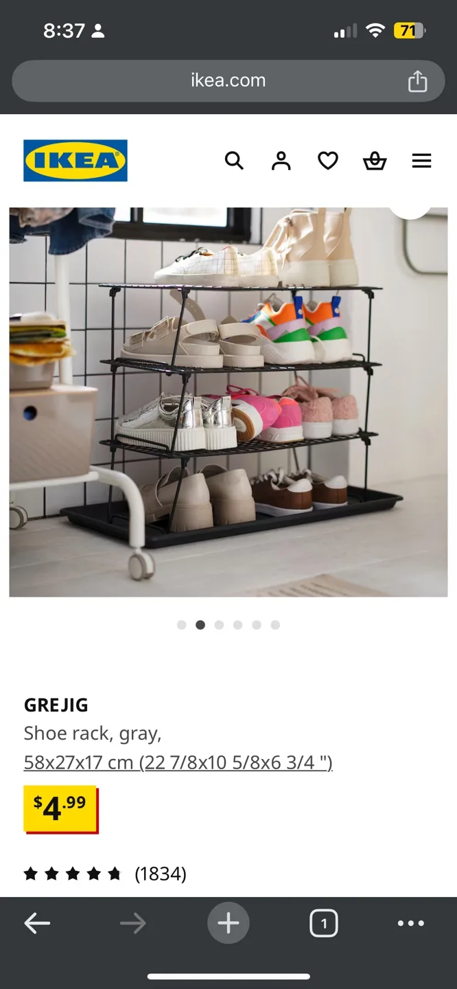 IKEA GREJIG Shoe Rack - Black image indicator(3)