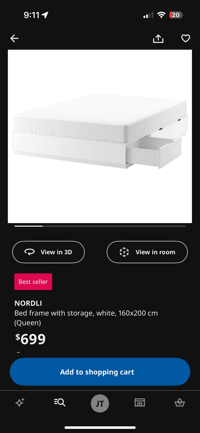 IKEA NORDLI Queen Bed Frame with Storage - White