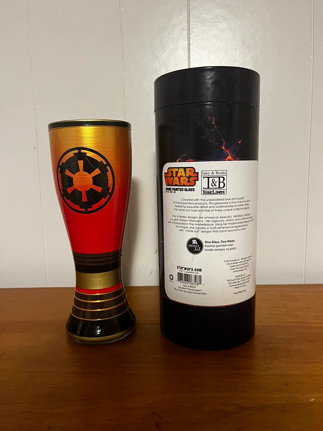 Star Wars Hand Painted Glass - Darth Vader & Imperial Symbol image indicator(2)