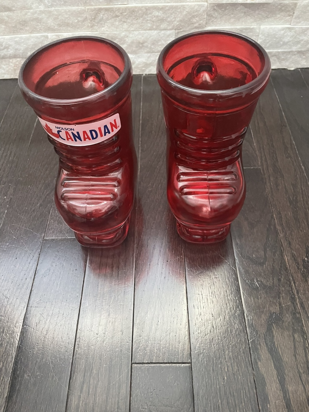 Pair of Molson Canadian skate Mugs