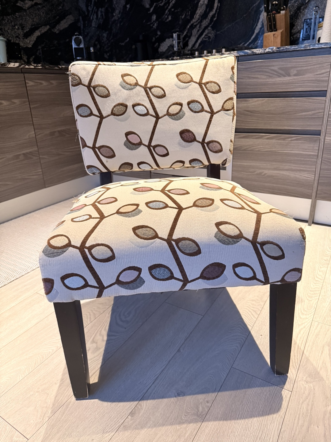 Accent Chair - Beige and Brown Leaf Pattern