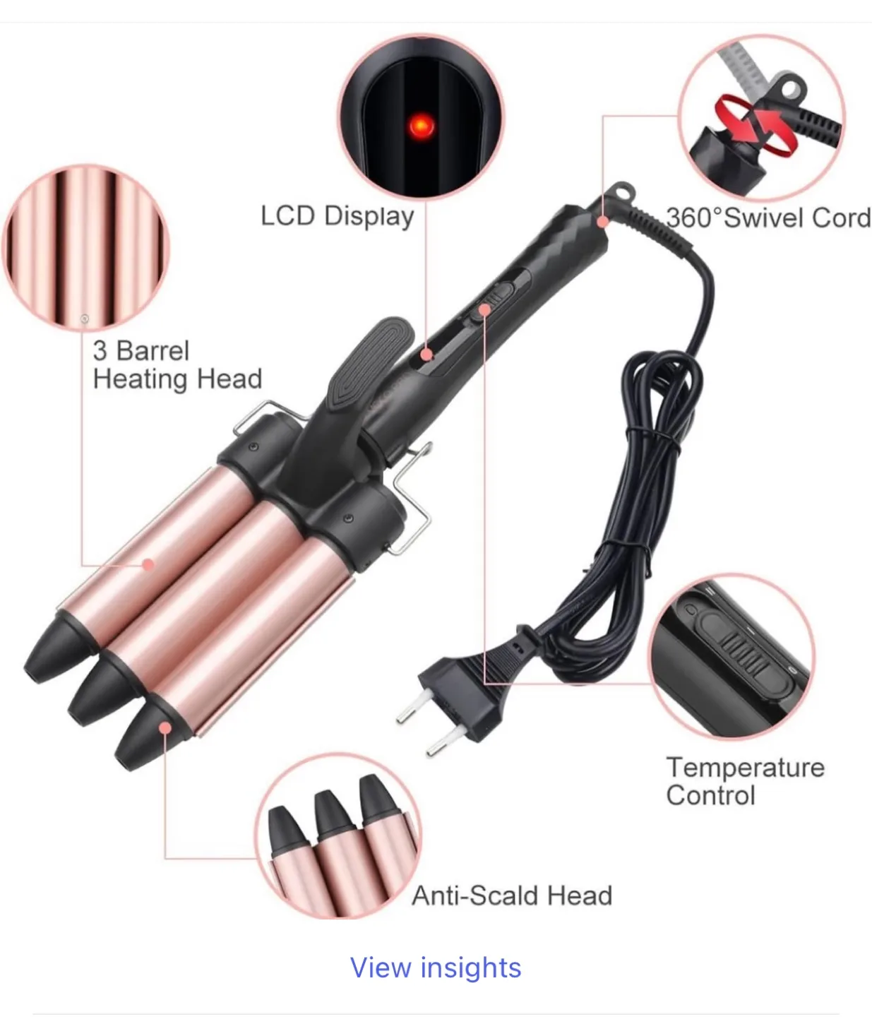 Triple Barrel Curling Iron - Rose Gold thumbnail