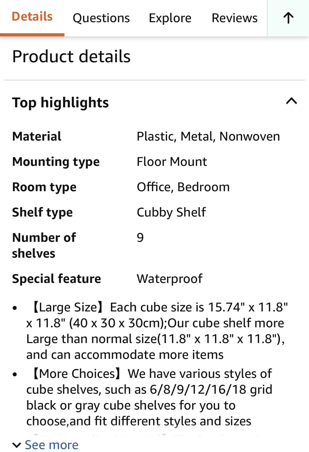 9-Cube Black Storage Shelf Organizer - photo 3