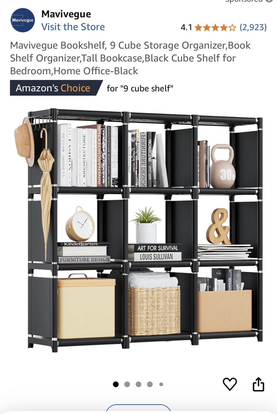 9-Cube Black Storage Shelf Organizer - photo 2