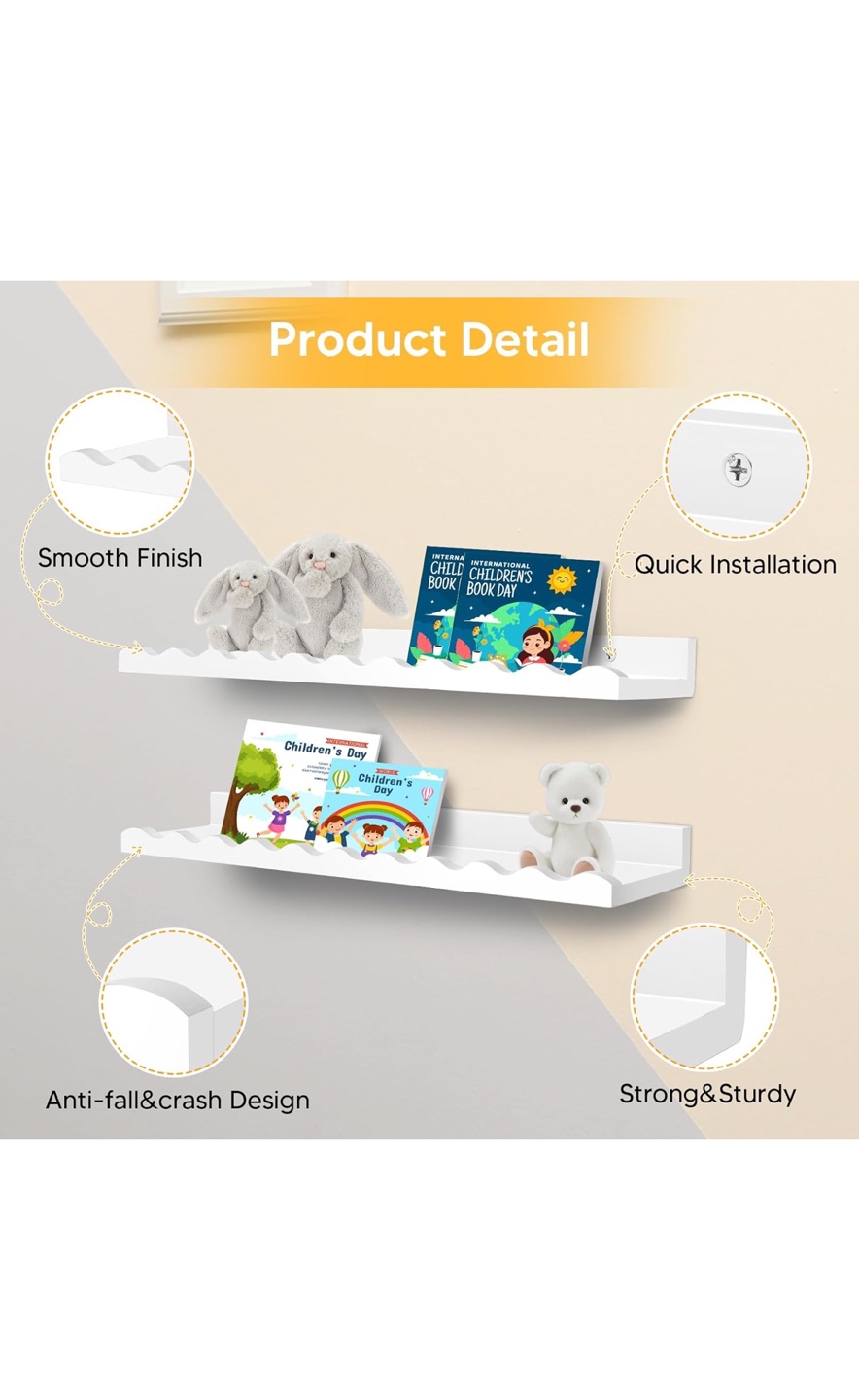 Set of 4 White Floating Shelves - photo 4