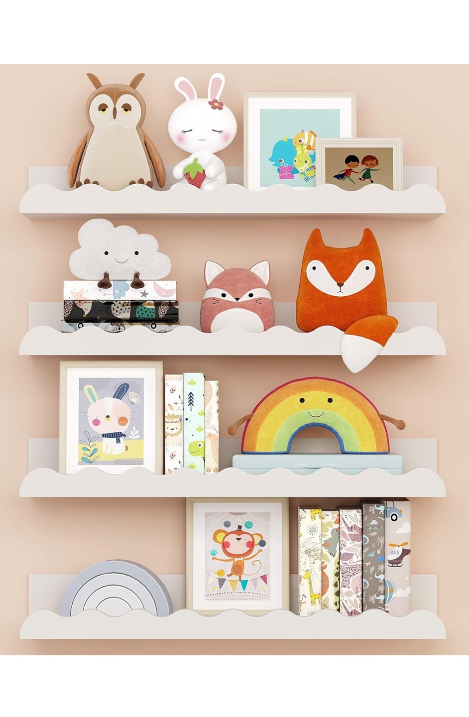 Set of 4 White Floating Shelves