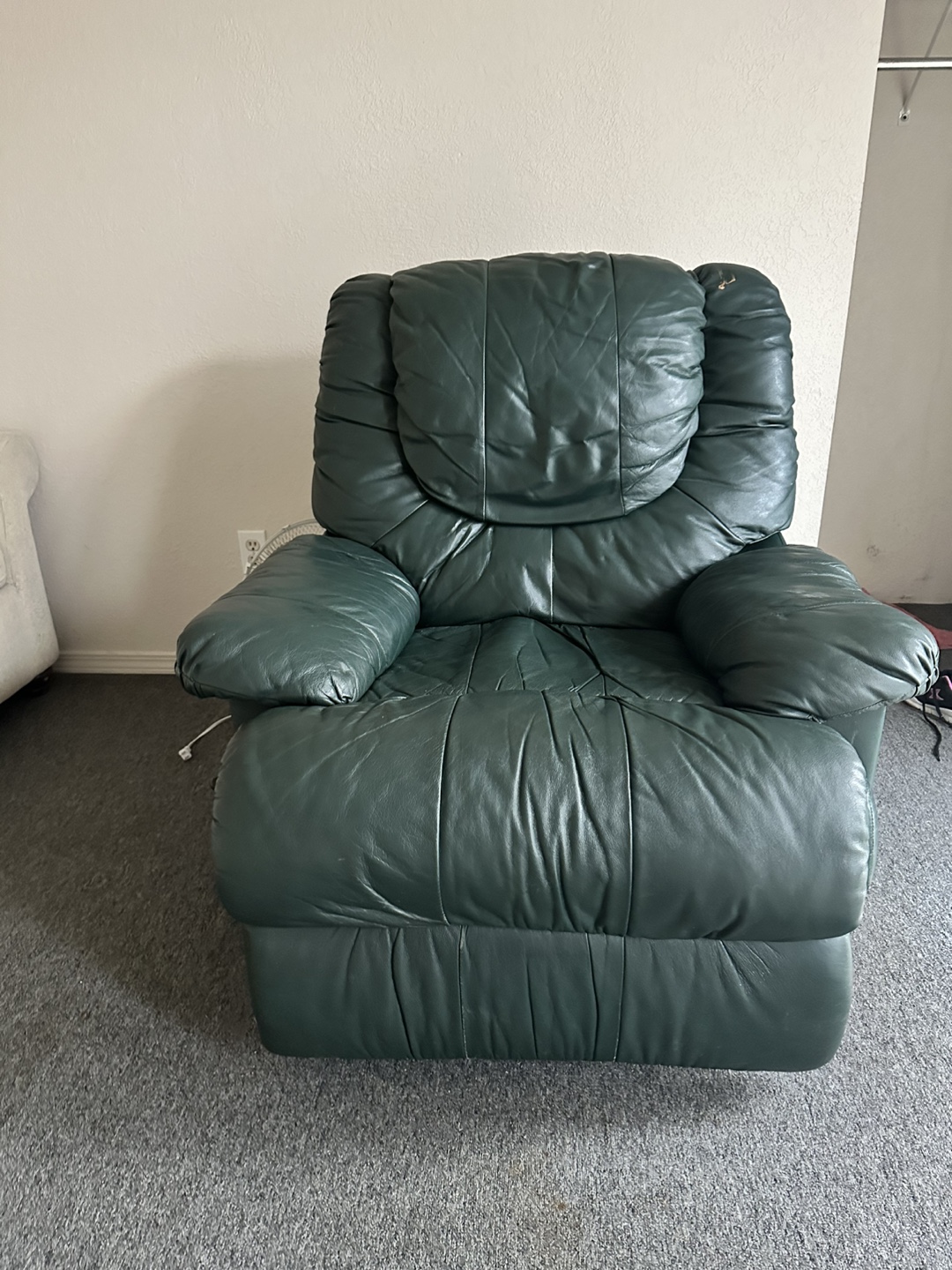 Dark Green Leather Recliner - photo 2