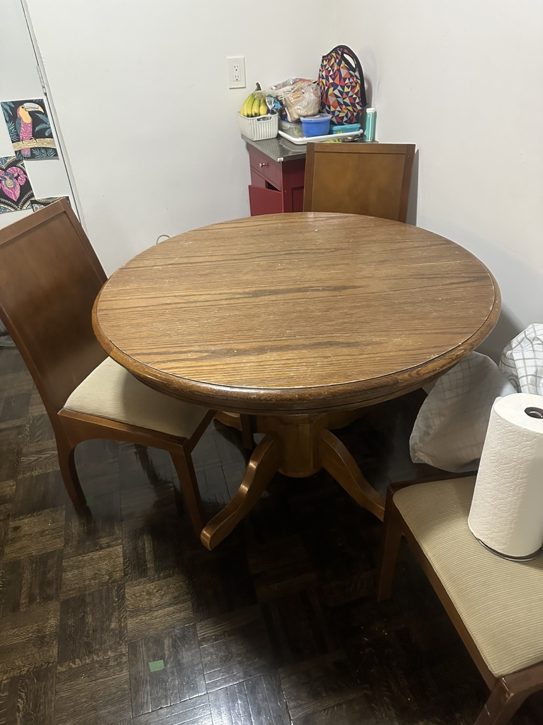 Round Wood Dining Table Set with 3 Chairs - photo 3