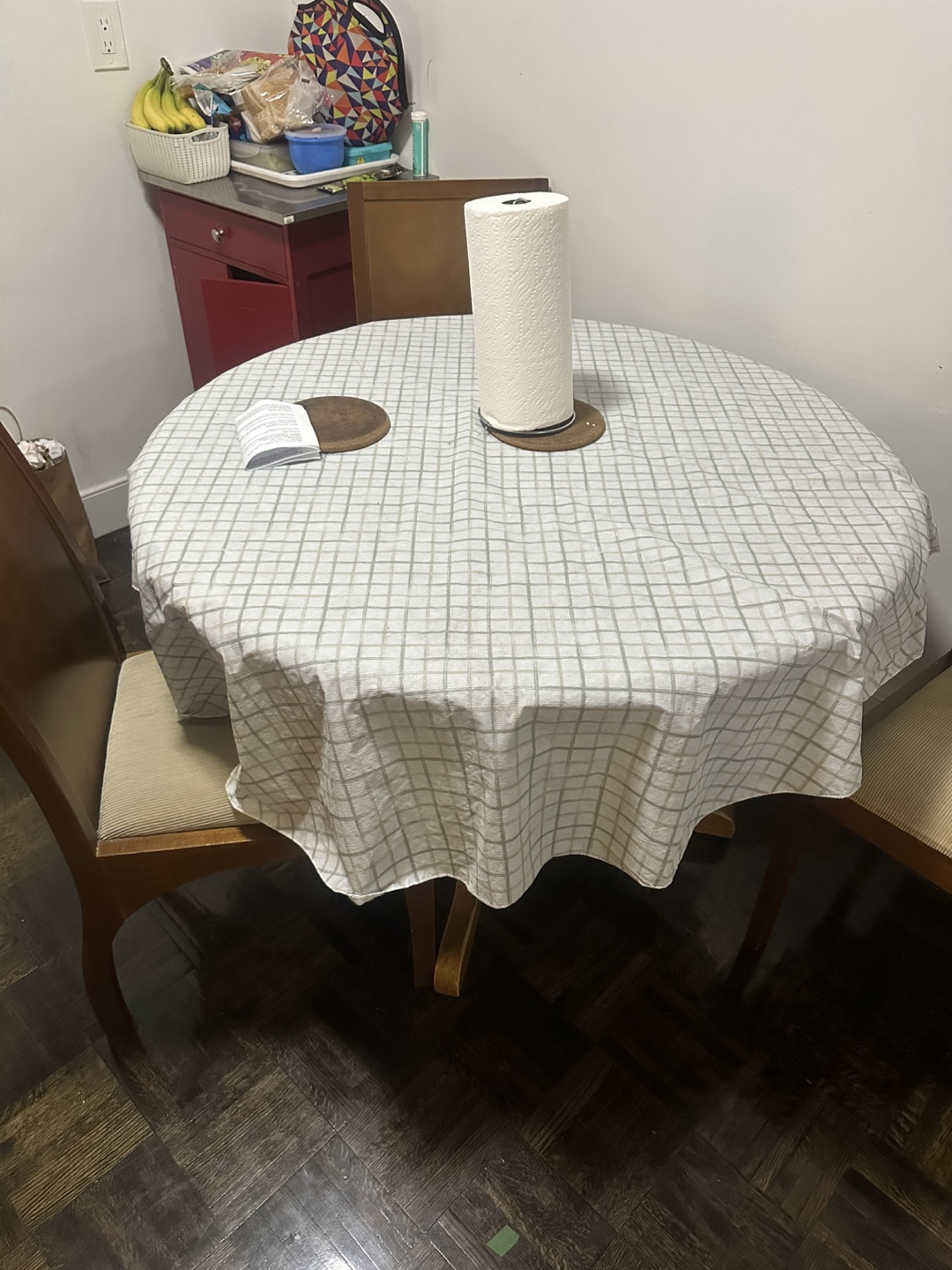 Round Wood Dining Table Set with 3 Chairs