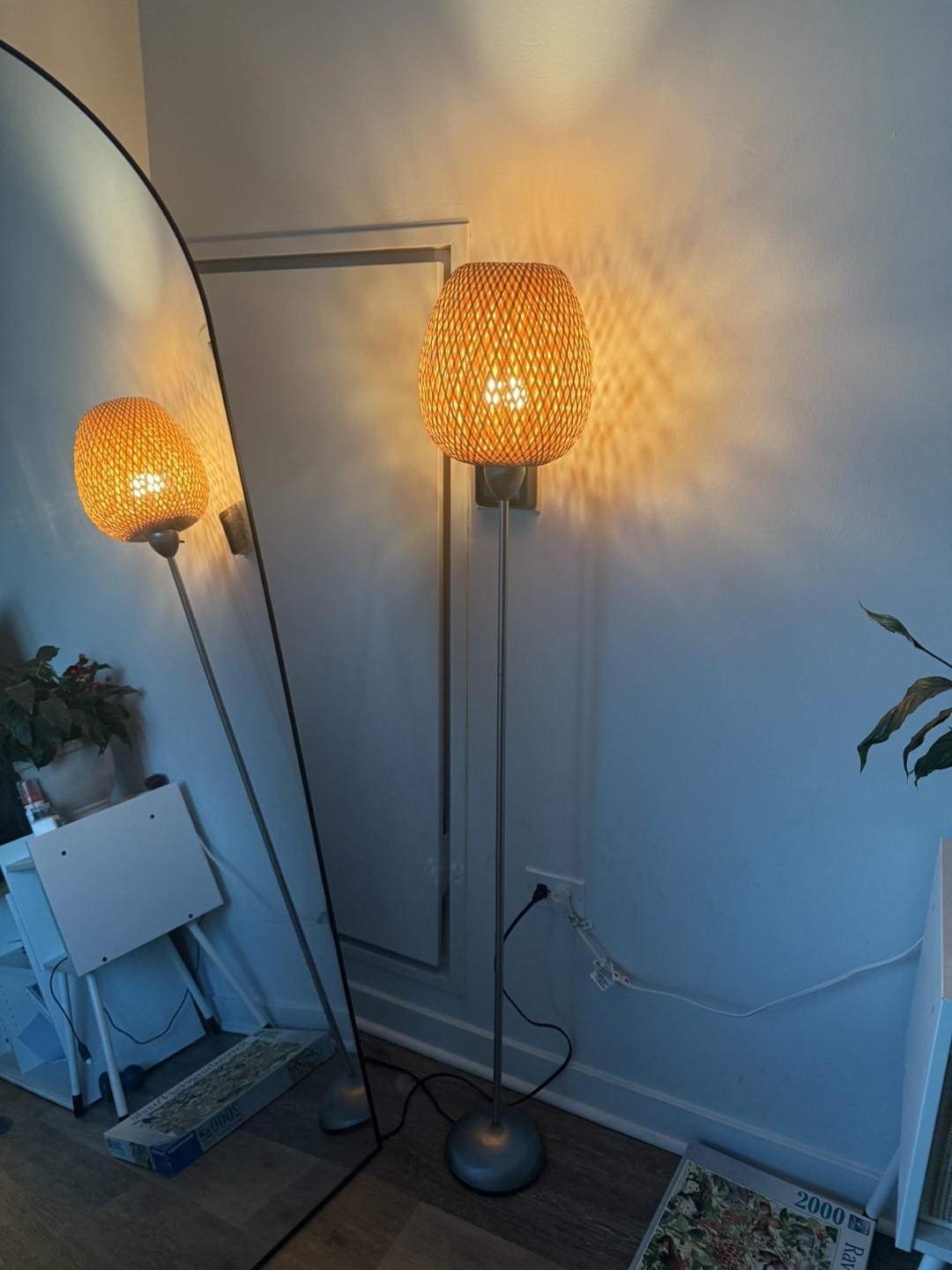 Floor Lamp with Woven Shade