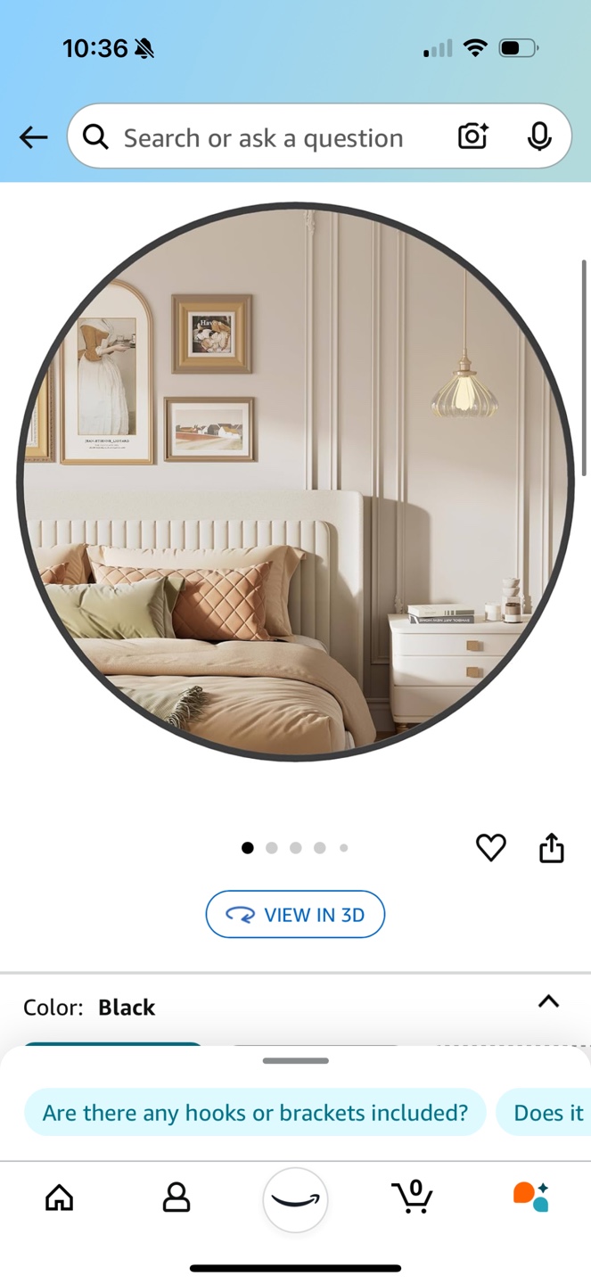 Round Black Framed Wall Mirror