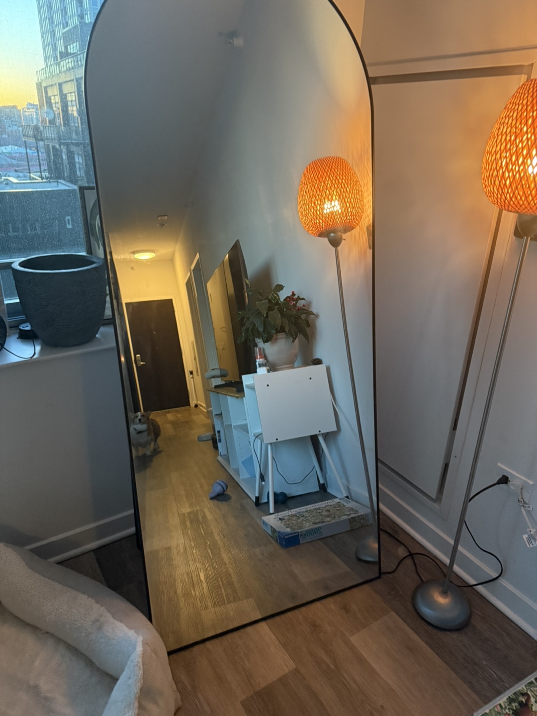 Full Length Arch Mirror with Black Frame
