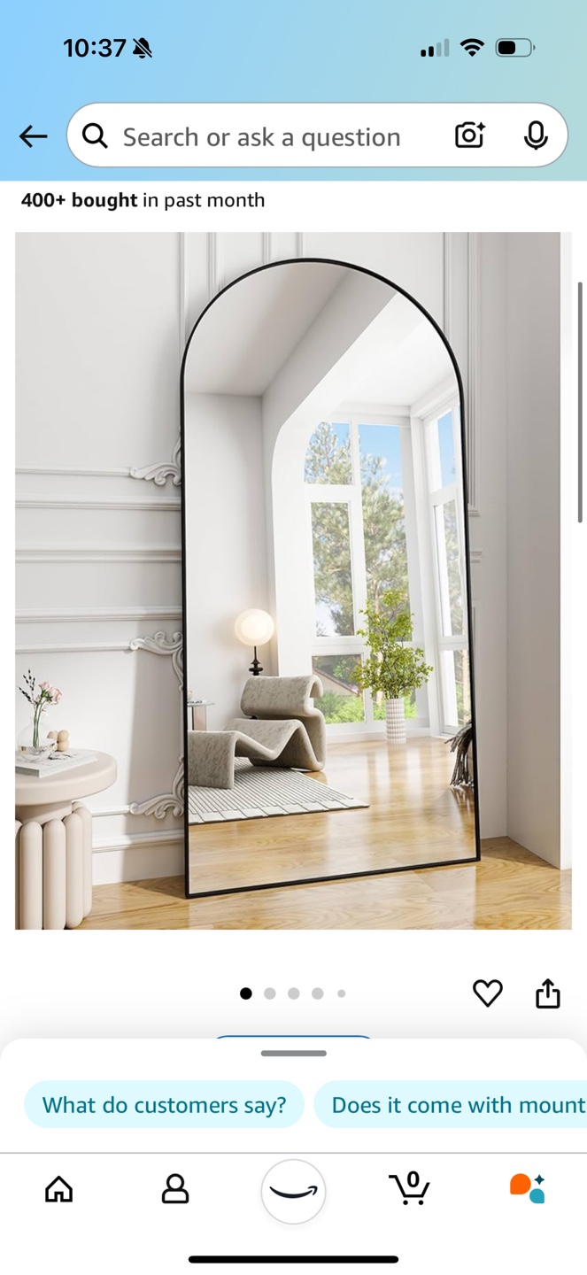 Full Length Arch Mirror with Black Frame - photo 2