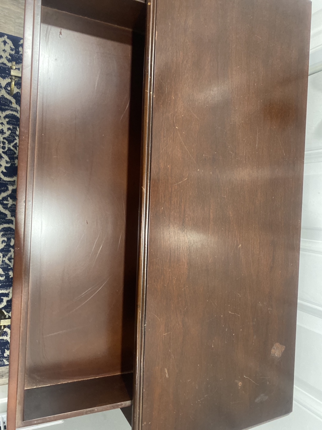 Dark Brown Wooden Console Table with Two Drawers - photo 2