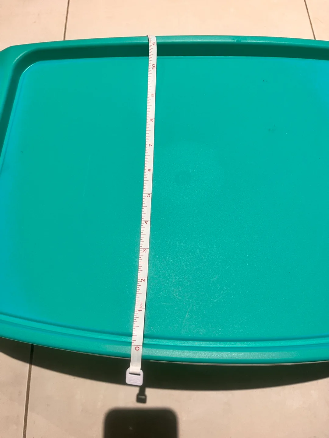 Teal Plastic Overbed Table with Cup Holder image indicator(4)