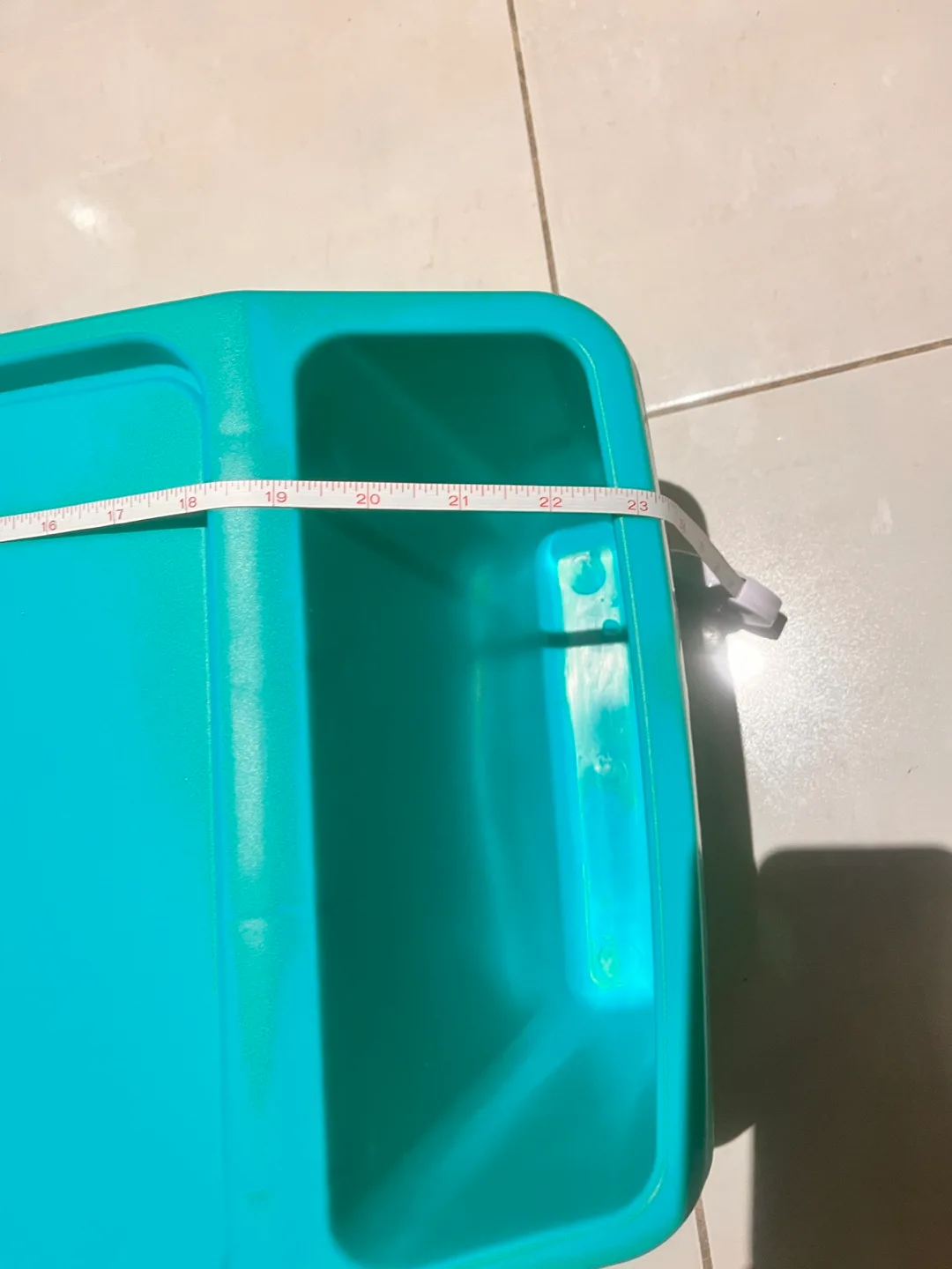 Teal Plastic Overbed Table with Cup Holder image indicator(3)