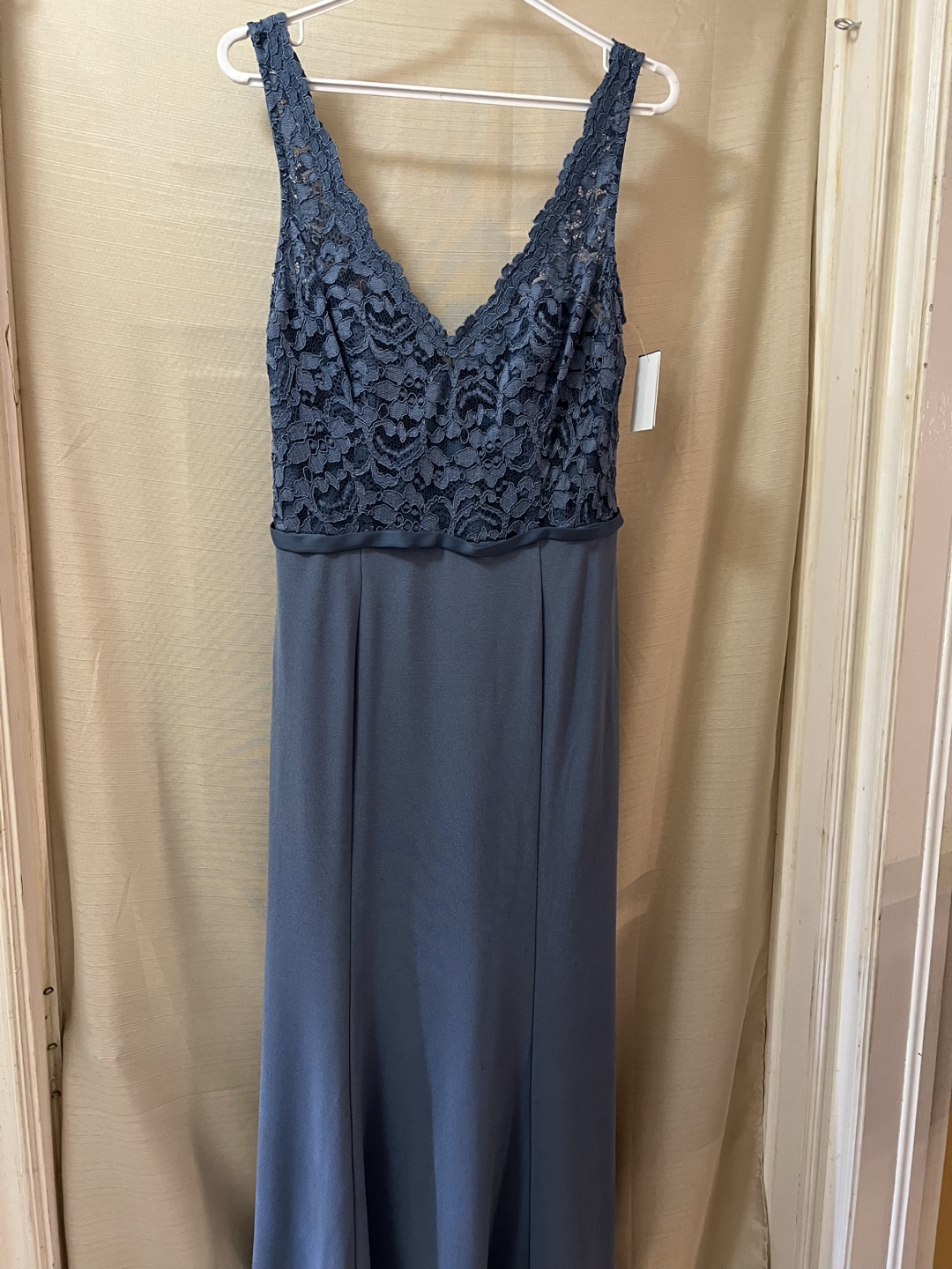 David’s Bridal dress, dusty blue, size 10