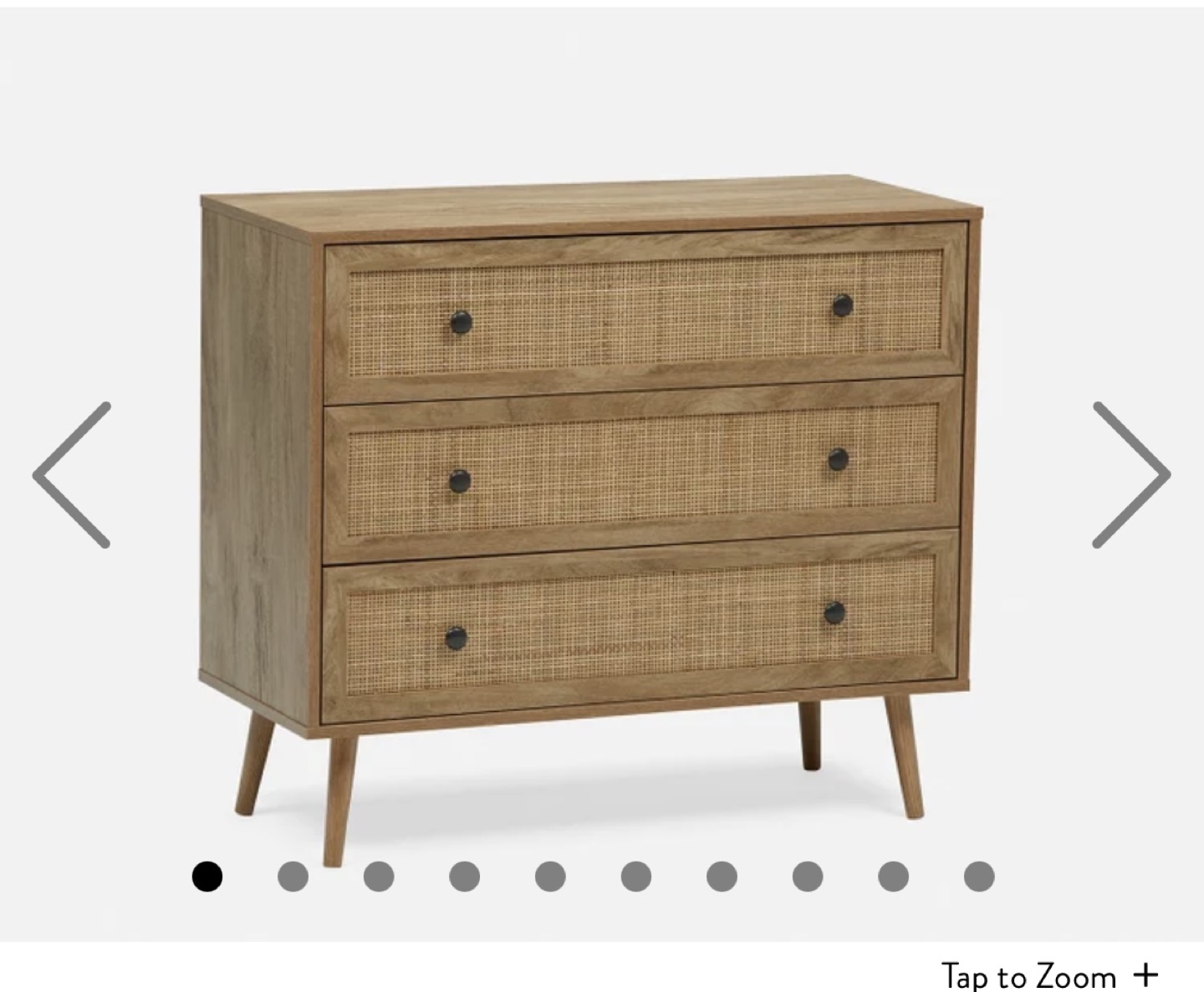 Three-Drawer Dresser with Rattan Fronts