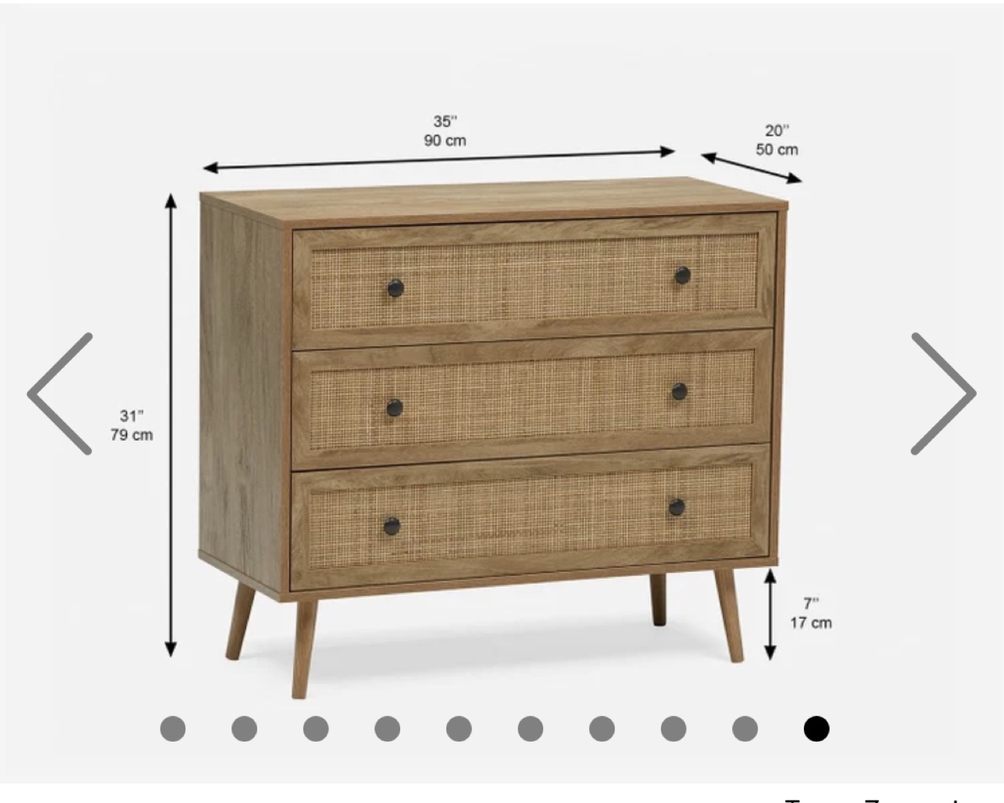 Three-Drawer Dresser with Rattan Fronts - photo 3