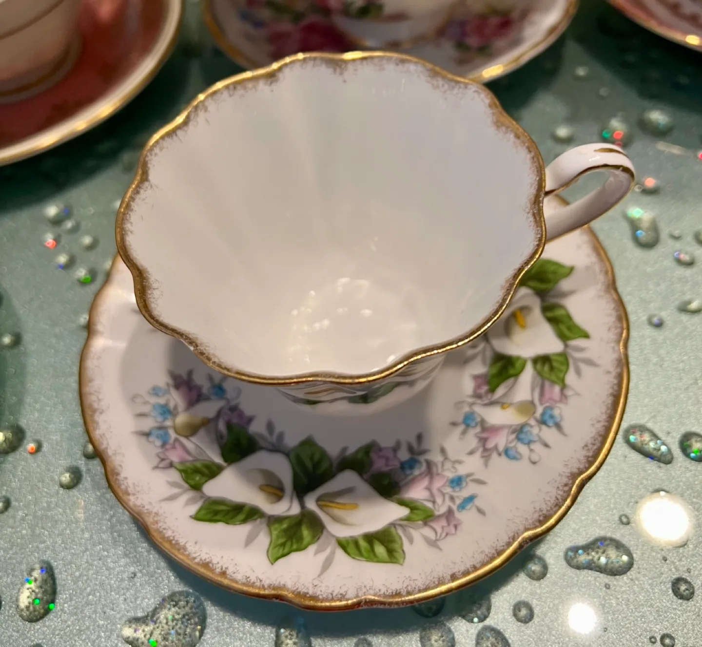 Vintage Royal Stafford Calla Lily Teacup and Saucer image indicator(4)