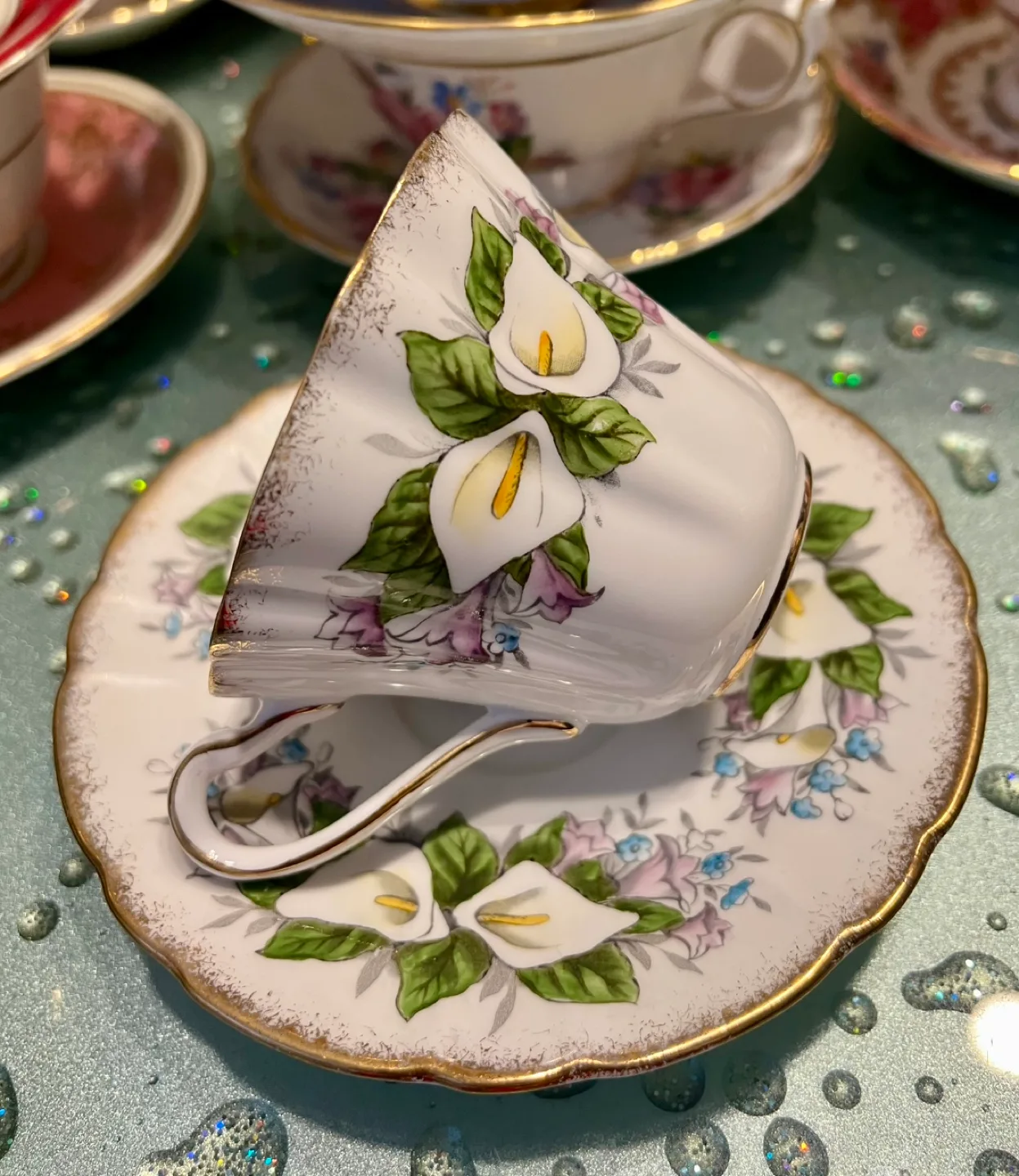 Vintage Royal Stafford Calla Lily Teacup and Saucer image indicator(3)