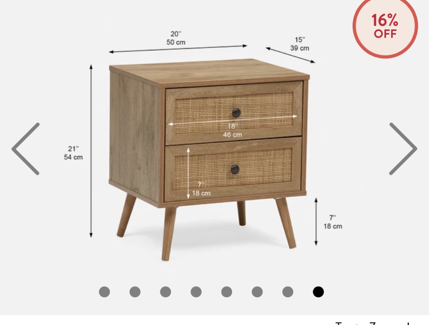 Two-Drawer Nightstand with Rattan Accents - photo 3