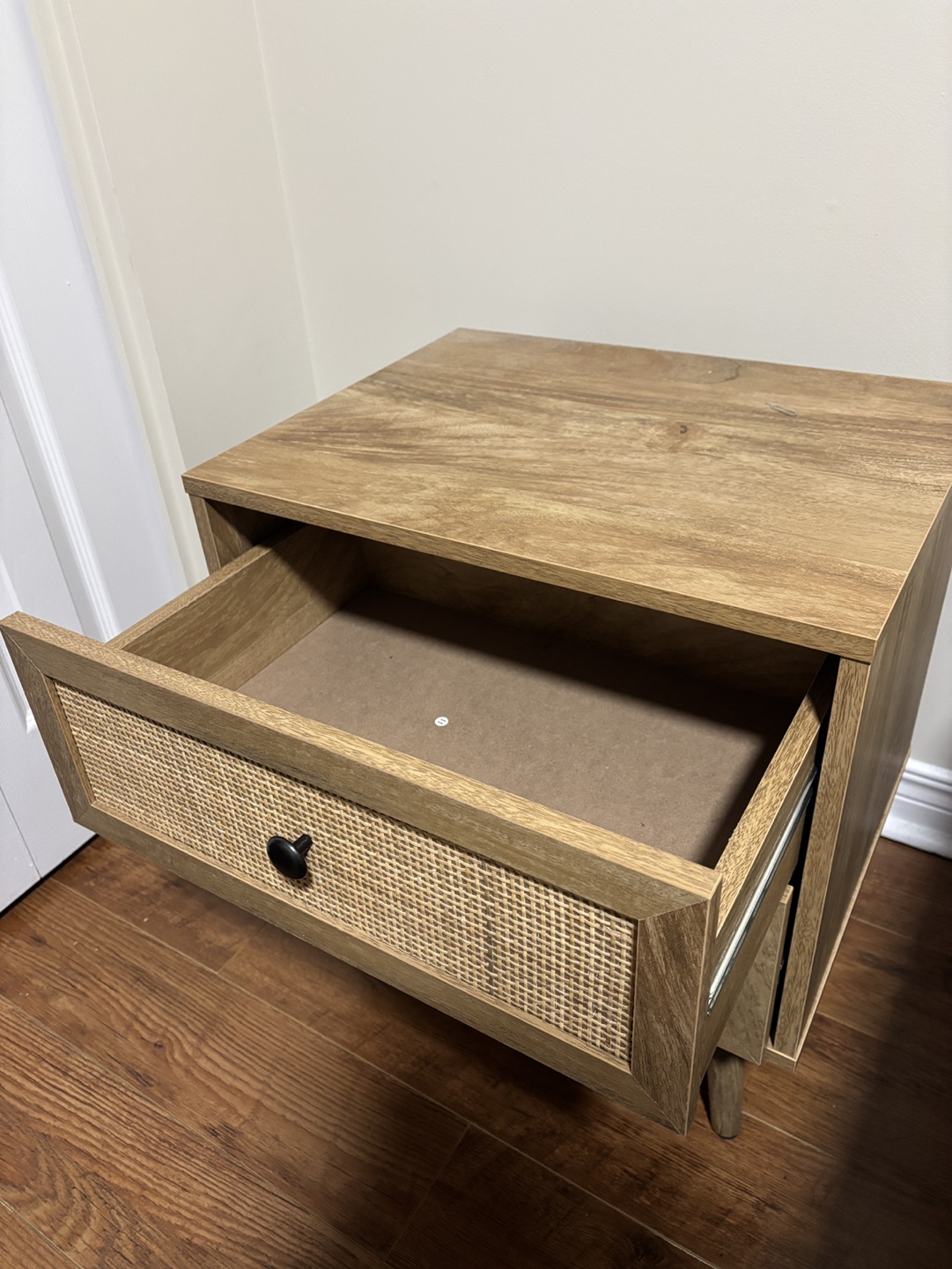 Two-Drawer Nightstand with Rattan Accents - photo 2