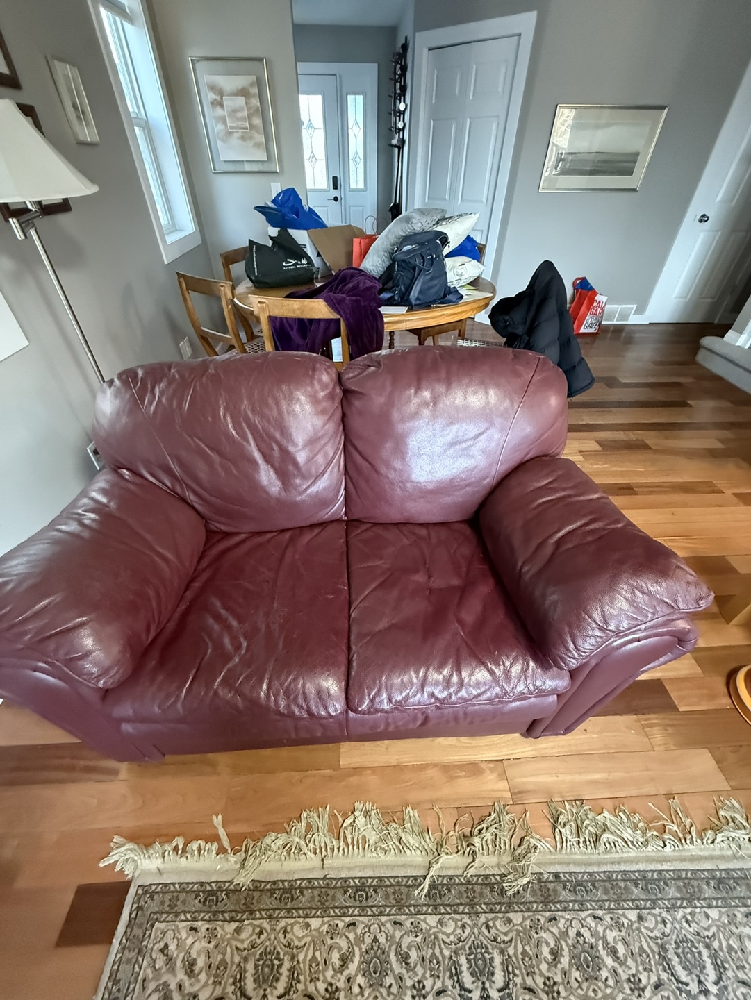 Burgundy Leather Sofa and Loveseat Set - photo 3